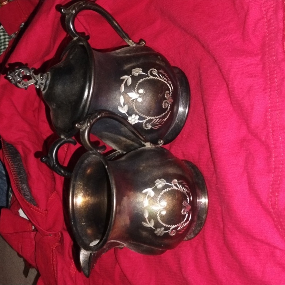 Vintage Sugar and Cream set Quadruple Plate
